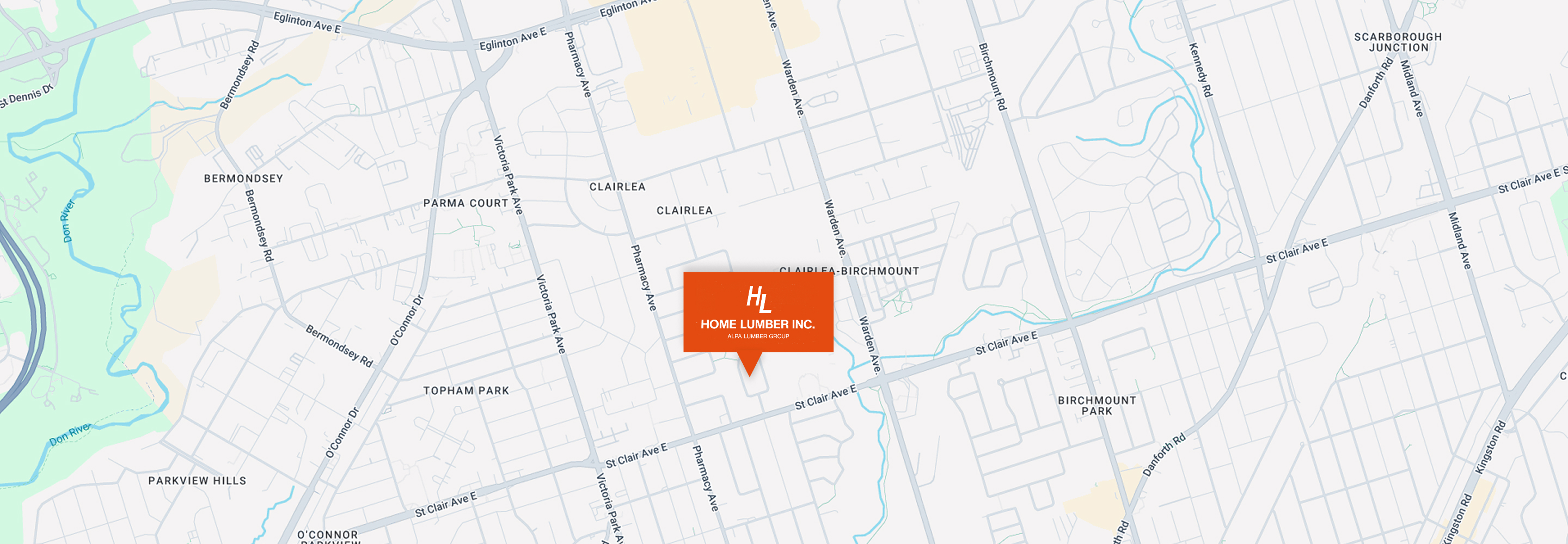Map showing the Home Lumber Inc. location in Scarborough