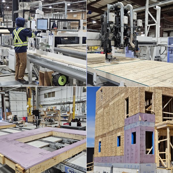 Prefabricated wall panel manufacturing at the Home Lumber facility